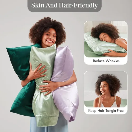 Vista 27 de Madison Park Essentials - Juego de sábanas de satén de lujo y sedoso con brillo natural, bolsillo elástico de 14 pulgadas para colchones de hasta 16
