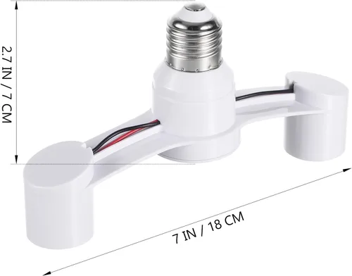 Vista 6 de TEHAUX Paquete de 2 divisor de enchufe de luz E27 de doble cabezal, soporte de lámpara doble de 7 pulgadas de ancho, adaptador divisor de bombilla