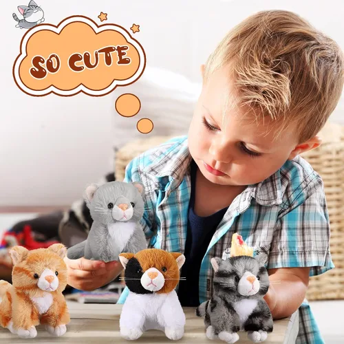Vista 6 de Leitee 16 piezas de animales de peluche para gatos, recuerdos de fiesta a granel, de 5 pulgadas, juguete de peluche de gatito lindo surtido, regalo
