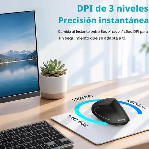 Vista 8 de Lekvey Ergonomic Mouse, Rechargeable Vertical Wireless Mouse, Comfort Grip