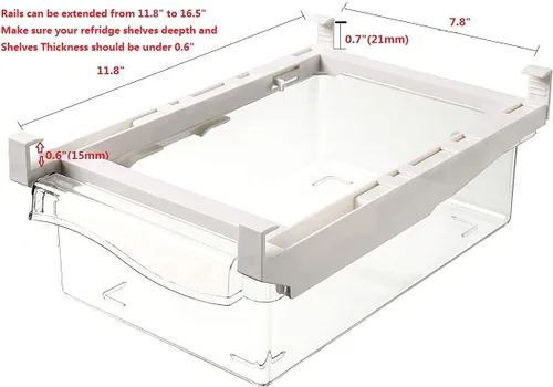 Vista 2 de Contenedor extraíble para refrigerador, cajón a presión, caja de almacenamiento para refrigerador, cajones/estante, organizador para el hogar