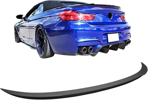 Vista 9 de Alerón de maletero prepintado compatible con BMW F12 Serie 6 2012-2018, estilo V, ABS pintado #300 Alpine White III, parte trasera trasera trasera