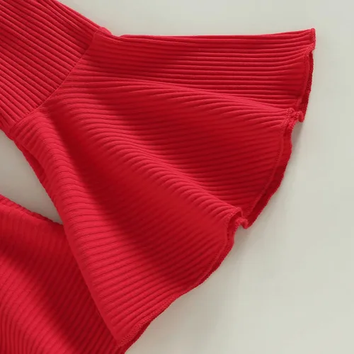 Vista 7 de Ehfomius Conjunto de 2 piezas de sudadera de manga larga con cuello redondo y pantalones acampanados para bebé niña