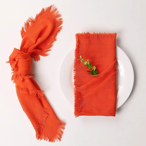 Vista 6 de Juego de 8 servilletas de tela de lino de algodón para el día de San Valentín, servilletas hechas a mano con flecos para bodas elegantes, Navidad
