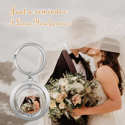 Vista 7 de Jovivi Llaveros personalizados personalizados con foto de doble cara, impresión a todo color, aleación de texto, imagen, llavero para hombres