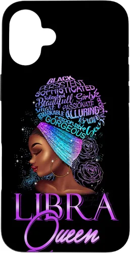 Vista 23 de Purple Libra Queen African American Woman Septiembre Octubre Funda para iPhone 17