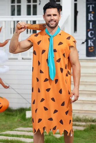 Vista 2 de Arvilhill Men Fred Costume Adult Classic Caveman Tunic Outfits