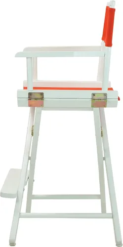 Vista 4 de Casual Home - Silla de director de 24 pulgadas, marco blanco con lienzo rojo, altura de mostrador