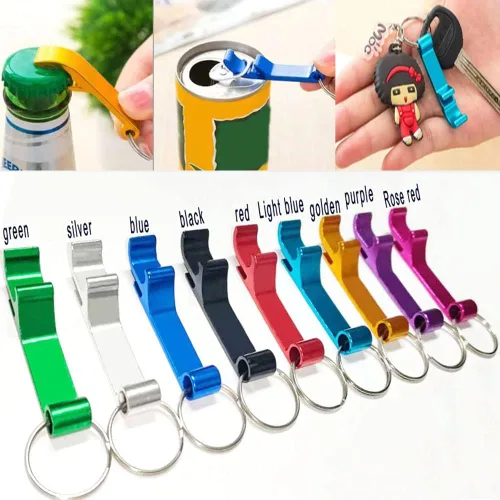Vista 4 de 100 unids de aluminio de color abridor de botellas, llavero de abrebotellas de cerveza de bebidas de soda, para cocina/boda/bar/fiesta 100 piezas