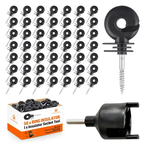 Vista 8 de Aisladores eléctricos para cercas atornilladas postes de madera, adecuados para cable eléctrico de cinta Polytape Polywire