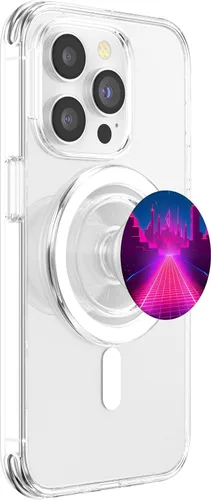 Vista 3 de Retrowave Street 80s Vaporwave Synthwave PopSockets MagSafe PopGrip for iPhone