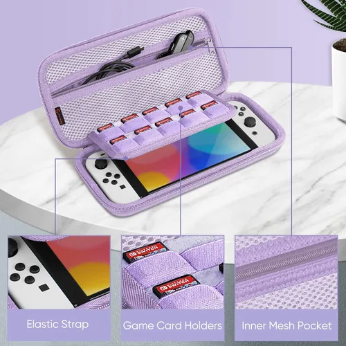 Vista 3 de Fintie Carrying Case for Nintendo Switch OLED Model 2021Switch 2017, Shockproof Hard Shell Protective Cover Travel Bag w10 Game Card Slots for