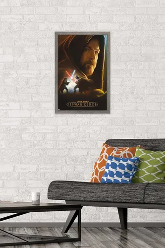 Vista 2 de Trends International Star Wars: Obi-Wan Kenobi - Póster de pared con collage de Obi-Wan, 14.725 x 22.375 pulgadas, versión enmarcada de madera