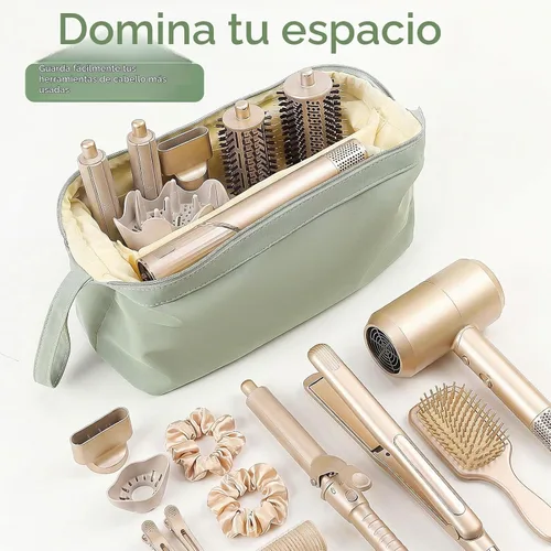 Vista 10 de Bolsa de viaje para herramientas para el cabello, compatible con Dyson Shark Flexstyle portátil, funda para secador de pelo, alisadores, rizadores