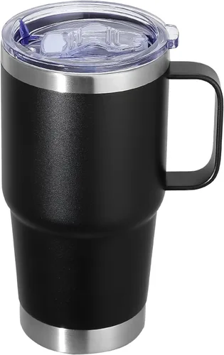 Vista 13 de Vaso térmico de acero inoxidable de 20 oz con asa, envase a granel, vasos termales metálicos aislados, taza de café de viaje con asa, vaso de doble