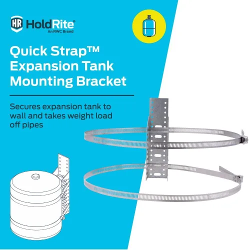 Vista 2 de HoldRite QuickStrap - Soporte de montaje en pared para calentador de agua, tanque de expansión, universal, acero inoxidable, QS-U