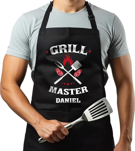 Vista 9 de Delantales personalizados para parrilla para hombres, regalos para hombre para el día del padre, delantales de chef a la parrilla de barbacoa