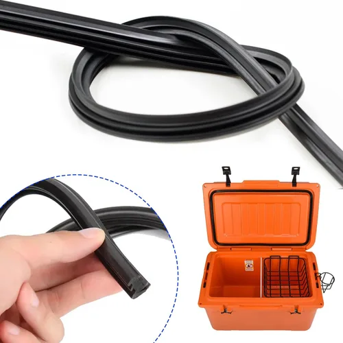 Vista 2 de Junta de tapa de enfriador de silicona para enfriador YETI 20qt, 45qt, 70qt, 110qt, tira de sellado de reemplazo de enfriador, Negra, 8 pies