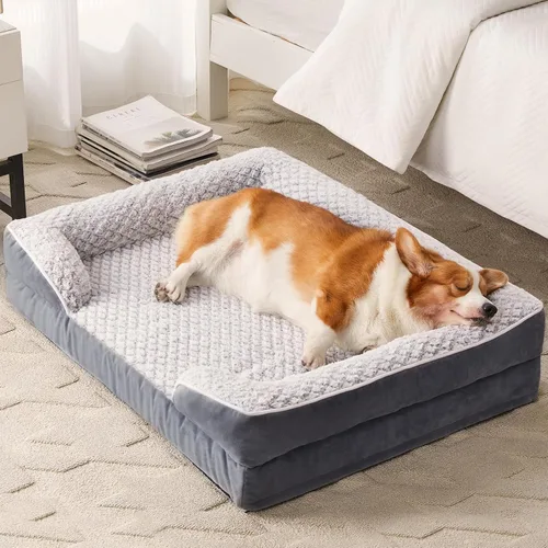 Vista 18 de LEXTRO Cama ortopédica para perros extra grandes, cama de espuma para perros extra grandes, equipada con funda de almohada extraíble impermeable