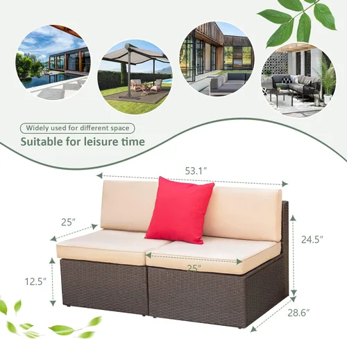 Vista 7 de Devoko Juegos de muebles de patio de 2 piezas, sofá al aire libre, sofá 2 plazas (2 piezas)