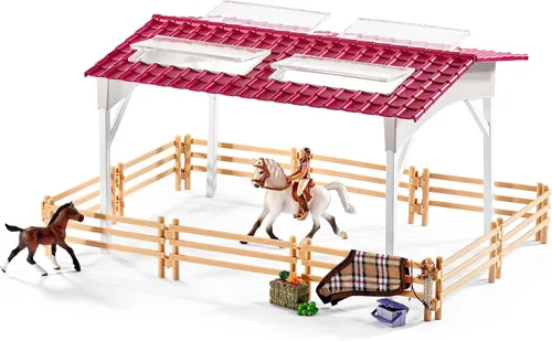 Vista 7 de Schleich Granja Equina y Establo - Juego de 44 Piezas Ganador de Premios, Centro de Equitación con 2 Juguetes de Poni, Figurilla de Jinete