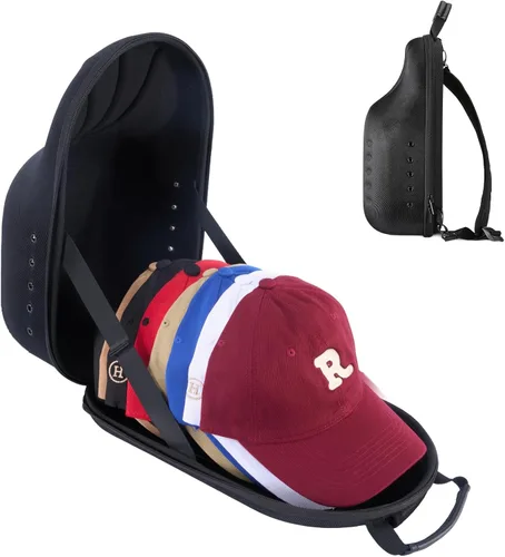 Vista 9 de ProCase Estuche Rígido de Viaje para Sombreros, Bolsa de Almacenamiento Portadora de Sombreros para 5-6 Gorras de Béisbol, Organizador de Sombreros