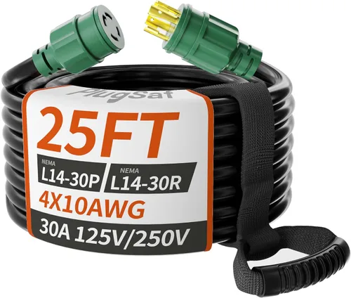 Vista 9 de PlugSaf Cable generador de 50 pies y 30 amperios de 4 clavijas con conector Amarillo