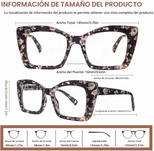 Vista 6 de Paquete de 4 lentes de lectura multifocales progresivos para mujeres, estilo Oprah, bloqueo de luz azul, lectores de computadora