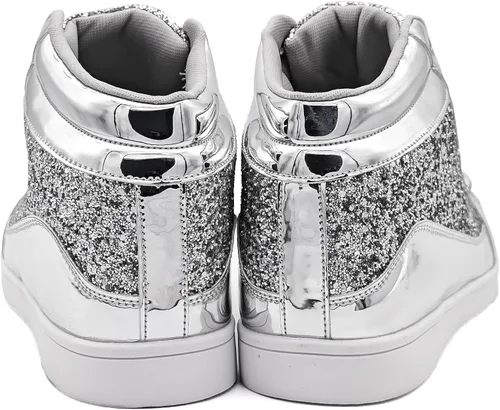 Vista 5 de IGxx Zapatos con purpurina para hombre, zapatillas de deporte con cordones casuales para fiesta intermitente