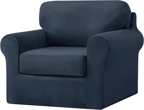 Vista 34 de UNBBRRL Fundas de sofá de 3 piezas para sofá, funda de terciopelo elástico para sillón con 1 funda de cojín de asiento y 1 funda de respaldo
