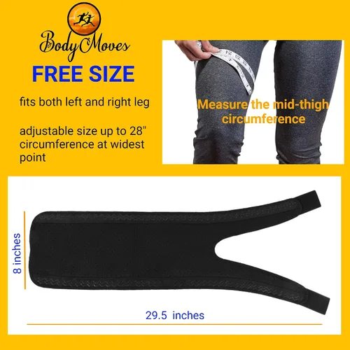Vista 2 de BodyMoves Soporte para muslos más bolsa de hielo caliente y frío Ajustable isquiotibial cuádruple Manga de compresión para hombres y mujeres