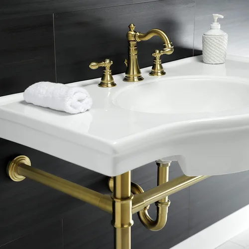 Vista 3 de Fauceture FSC1973ACL American Classic Grifo de Baño Extendido con Pop-Up de Latón, Latón Cepillado Cobrizo cepillado