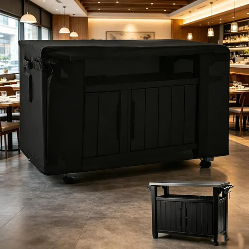 Vista 6 de Funda para mesa de patio, 51 pulgadas de largo x 29 pulgadas de ancho x 28 pulgadas de alto, resistente al agua, para todo tipo de clima, fundas