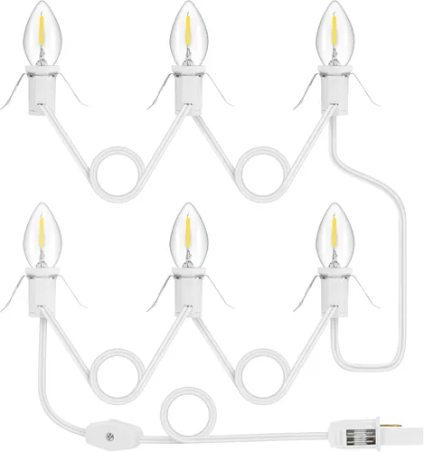 Vista 10 de Paquete de 1 cable de accesorio con 3 bombillas LED y toma de corriente de luz de pueblo de Navidad, cable de luz de molde de soplado de 7.4 pies