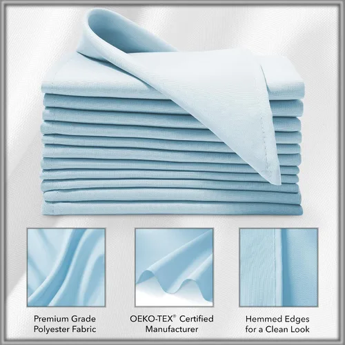 Vista 3 de Lann de Linens – 1 Docena de 20 en. Gamuza Cena Servilletas W/Hemmed bordes – varios colores disponibles Azul bebé
