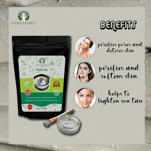Vista 2 de Polvo de arcilla de caolín 200 Gm - Exfoliante suave, excelente para el tratamiento de la piel