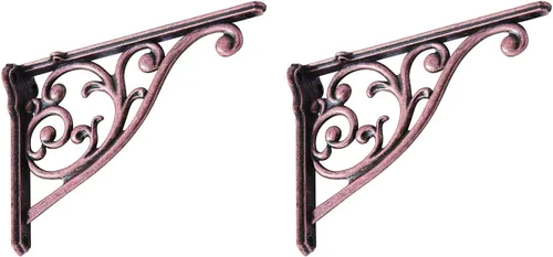 Vista 5 de Soportes de estante de 4 pulgadas, paquete de 4 soportes de pared de latón antiguo de alta resistencia, estantes decorativos de cocina victoriana