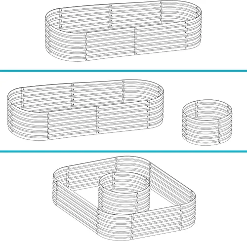 Vista 9 de Sunnydaze Cama de jardín elevada ovalada de 62.5 pulgadas para exteriores, cama de jardín modular elevada con borde de goma, color marrón