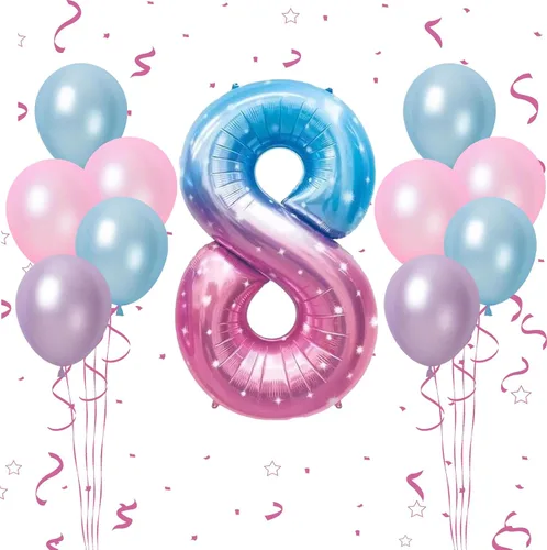 Vista 9 de Globos azules del número 18 de 40 pulgadas, globos de cumpleaños de 18 años, globos de látex azul claro y azul oscuro con impresión plateada
