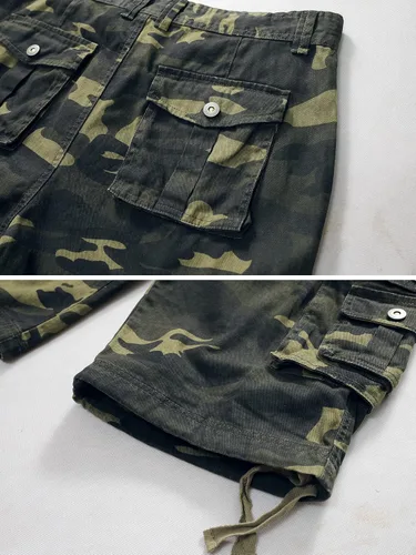 Vista 7 de AKARMY Pantalones cortos cargo de algodón ligeros para hombre, ajuste relajado, casual, con múltiples bolsillos, para exteriores