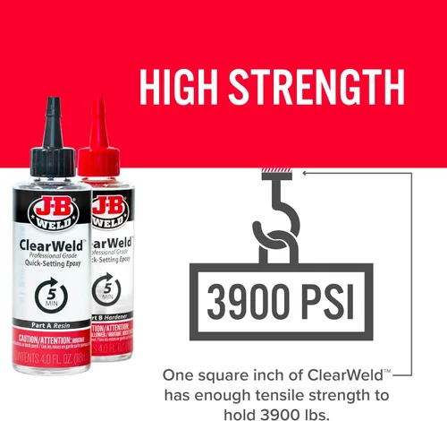 Vista 6 de J-B Weld Set epoxi ClearWeld de 5 minutos de tamaño profesional