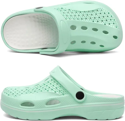 Vista 4 de VZQ Zuecos con soporte de arco para mujeres y hombres, zapatos de jardín para exteriores, sandalias de playa con fascitis plantar, plantillas