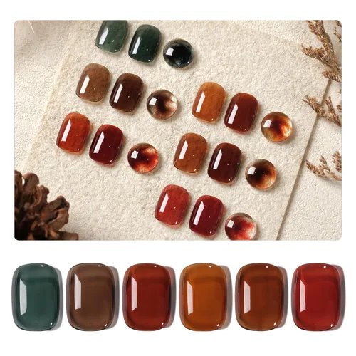 Vista 11 de GAOY - Juego de 6 esmaltes de uñas en gel de color rojo borgoña, incluido el kit de esmaltes en gel de color rojo vino cereza oscuro con luz