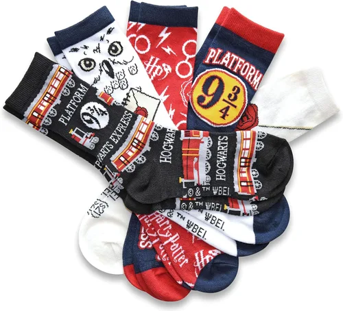 Vista 2 de Harry Potter Hogwarts Express Hedwig - Calcetines para jóvenes y mujeres, paquete de 5 pares