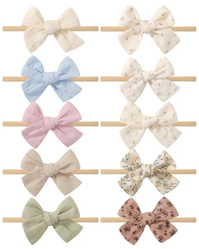 Vista 15 de doboi 3 diademas para el 4 de julio para niñas Star - Bandas de nailon y lino para el cabello, hechas a mano, accesorios para el cabello