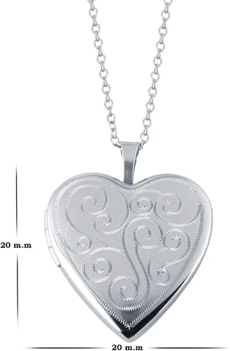 Vista 6 de Medallones en forma de corazón de plata fina, disponibles en varios tamaños y diseños adorables.