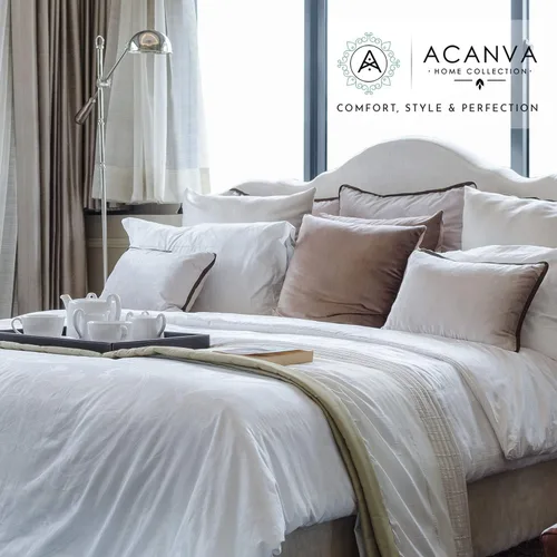 Vista 5 de Acanva - Almohadas de cama para dormir, extra suaves, tamaño estándar, color blanco