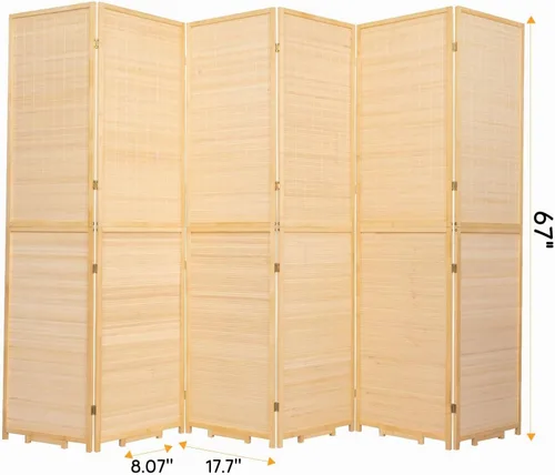 Vista 2 de Divisor de habitación de bambú, pantallas plegables de privacidad, divisor de pared para separación de habitaciones, divisores y divisores