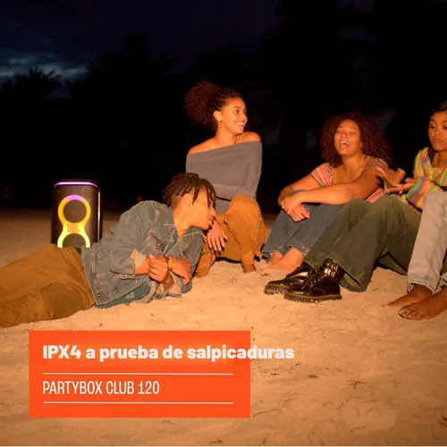 Vista 7 de JBL PartyBox Club 120 - Altavoz portátil para fiestas con mango plegable, potente sonido JBL Pro, espectáculo de luces futurista, hasta 12 horas