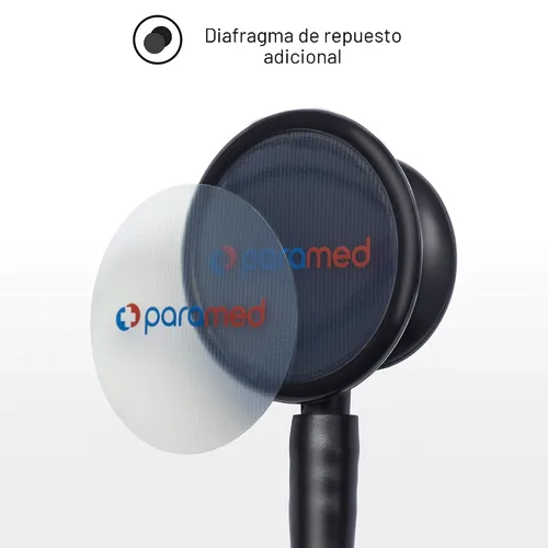 Vista 5 de Paramed Estetoscopio – Doble cabeza clásica – para médicos, enfermeras, estudiantes de medicina, pediátrica profesional, médica, cardiología, uso